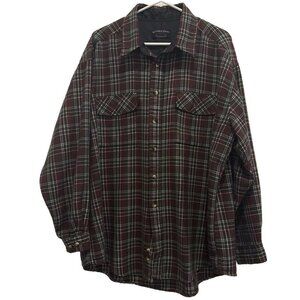 Vintage Sutter & Grant Striped Green & burgandy  Soft Flannel  Men’s “XL” Shirt.
